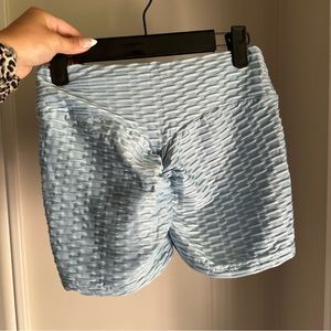Women’s light blue scrunch butt shorts